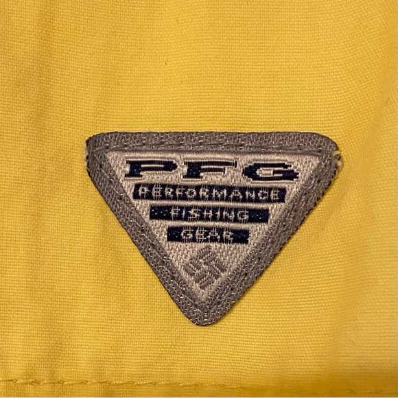 Columbia PFG Yellow Bahama Camp Shirt Short Sleeve Team Haiti 4 Jesus Size XL - Picture 6 of 8